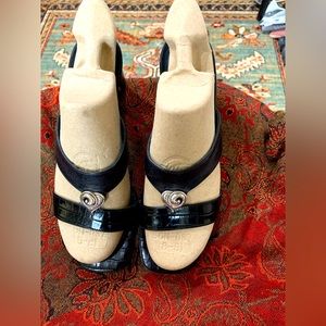 Brighton “Trista” Black Italian Leather Mules